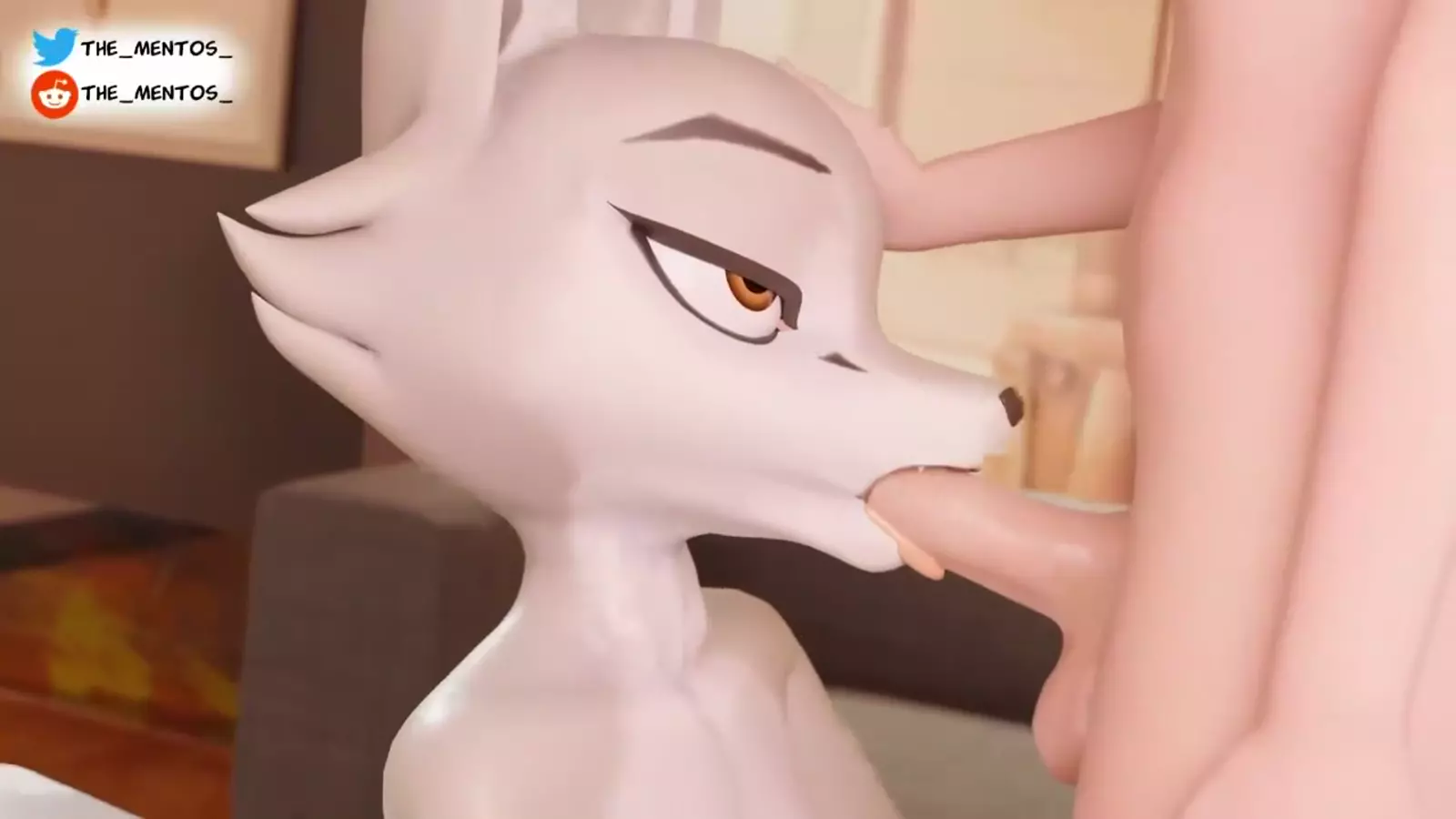 Character all with pawpads and long ears engaging in mating cum